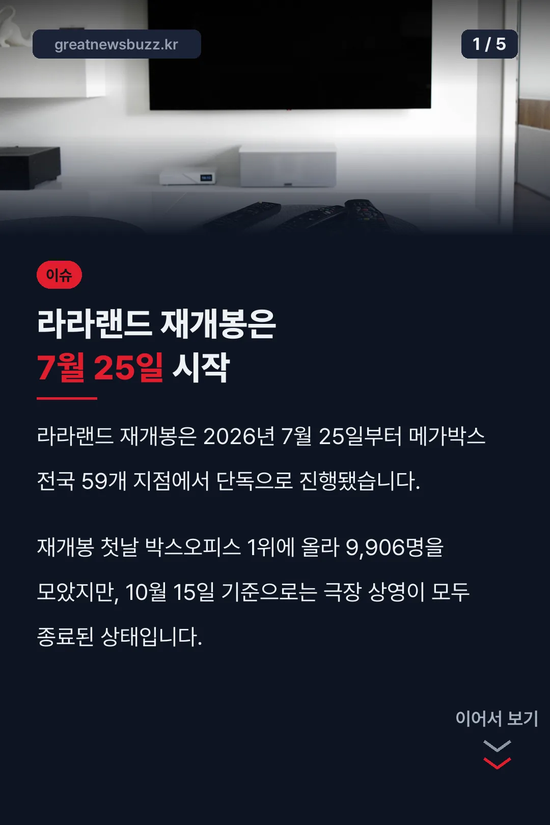 라라랜드 재개봉 표지